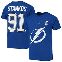 T-shirt bleu avec nom et numéro du joueur Lightning de Tampa Bay Steven Stamkos pour jeunes