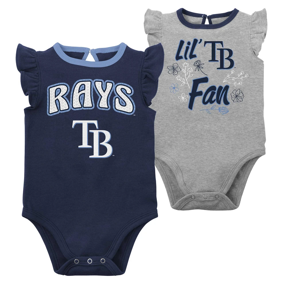 Lot de deux bodys pour nouveau-nés et bébés bleu marine/gris chiné Tampa Bay Rays Little Fan