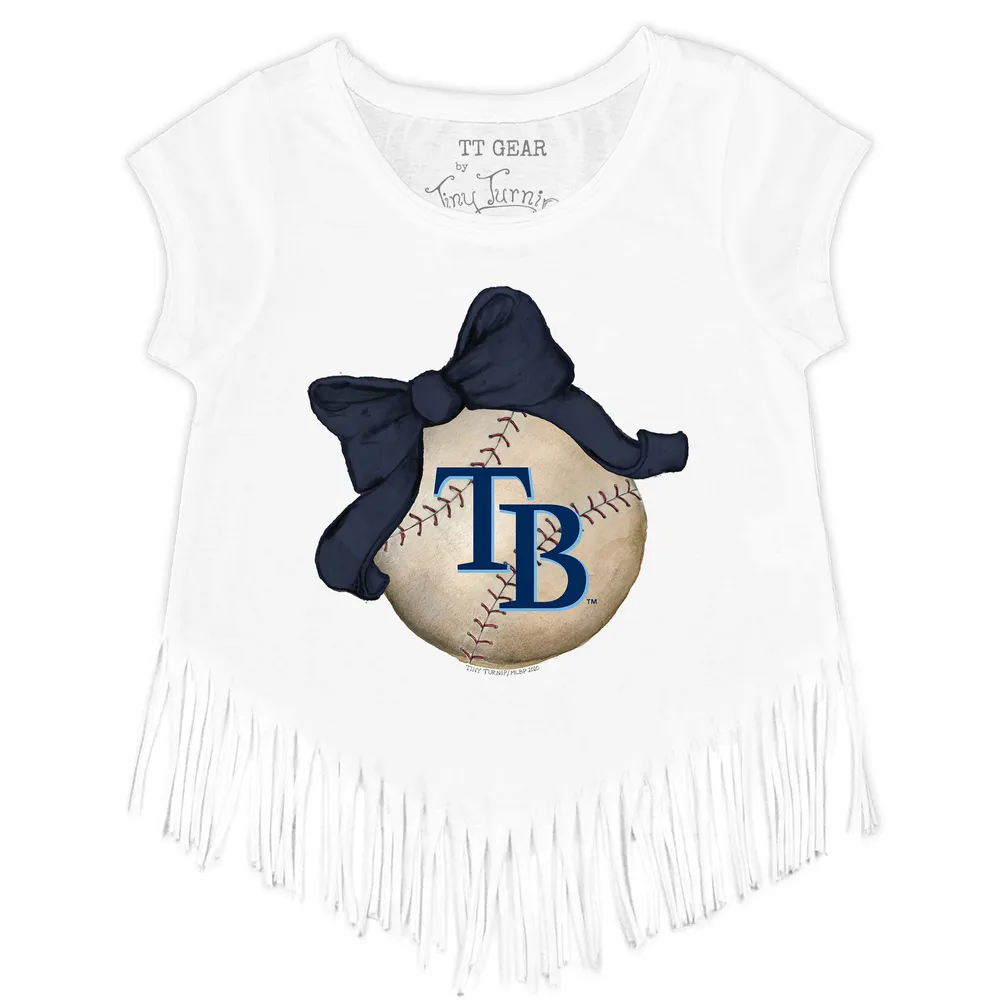 Lids Tampa Bay Rays Tiny Turnip Girls Toddler Baseball Pow Fringe T-Shirt -  White