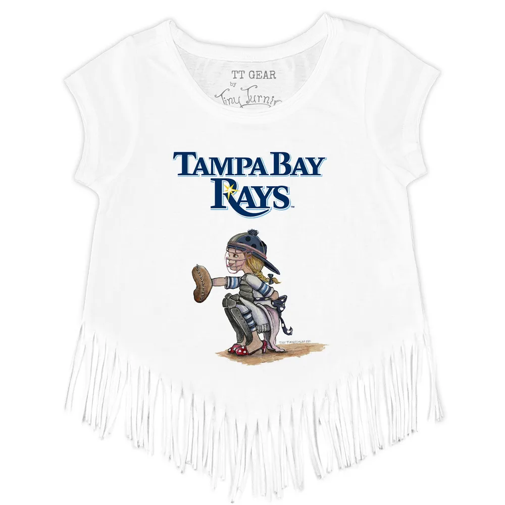 Lids Tampa Bay Rays Tiny Turnip Girls Toddler Kate the Catcher Fringe  T-Shirt - White