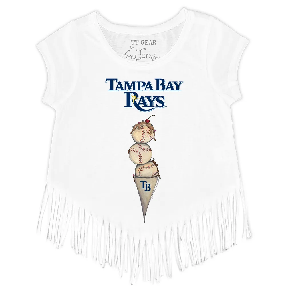 Tampa Bay Rays Tiny Turnip Youth Girl Teddy T-Shirt - Navy