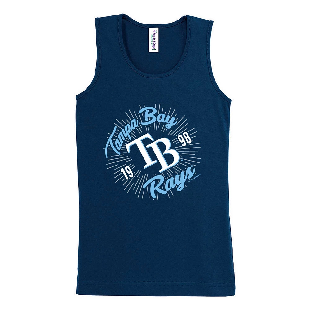 Girls Youth Soft as a Grape Navy Tampa Bay Rays Tank Top