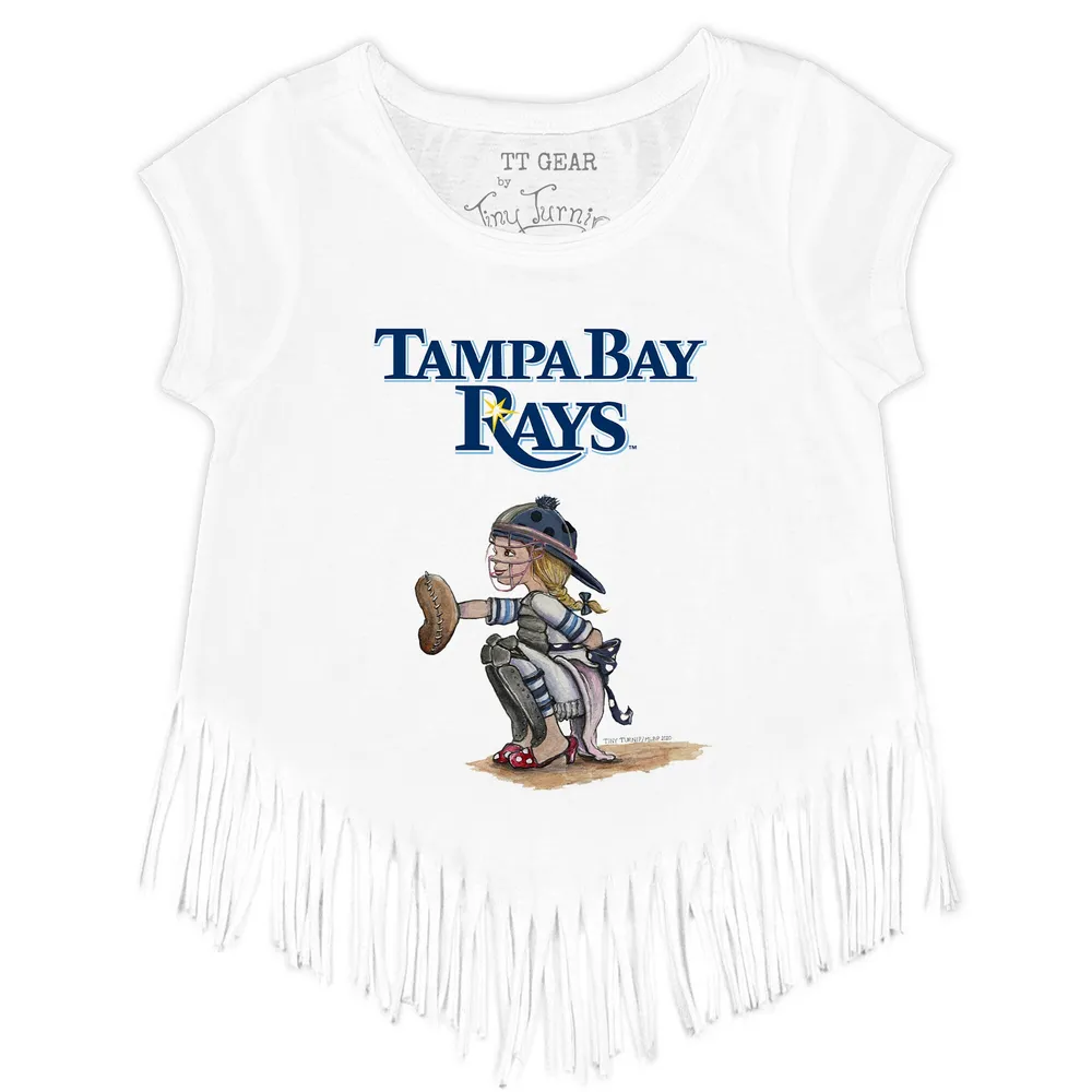 Girls Youth New Era Pink Tampa Bay Rays Jersey Stars V-Neck T-Shirt