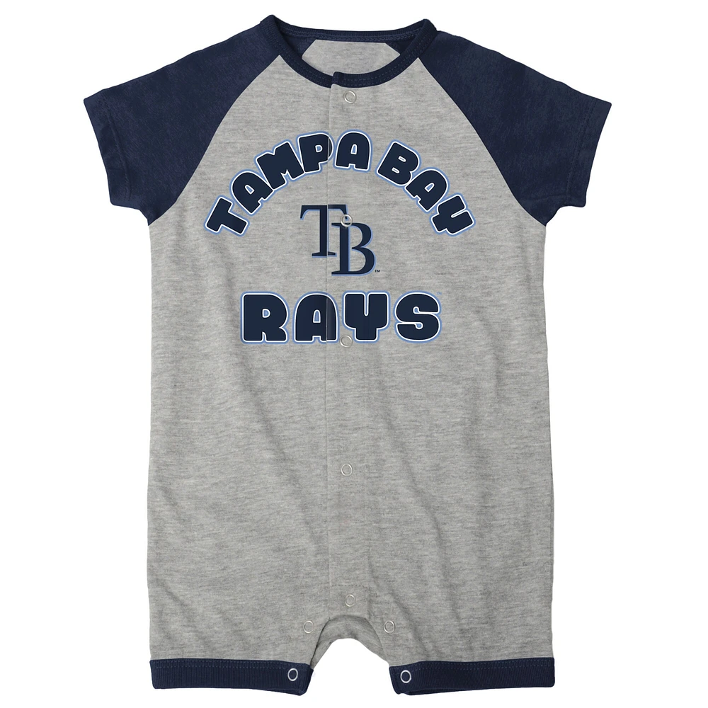 Infant  Heather Gray Tampa Bay Rays Extra Base Hit Raglan Full-Snap Romper