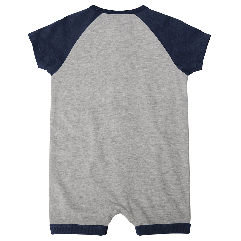Infant  Heather Gray Tampa Bay Rays Extra Base Hit Raglan Full-Snap Romper