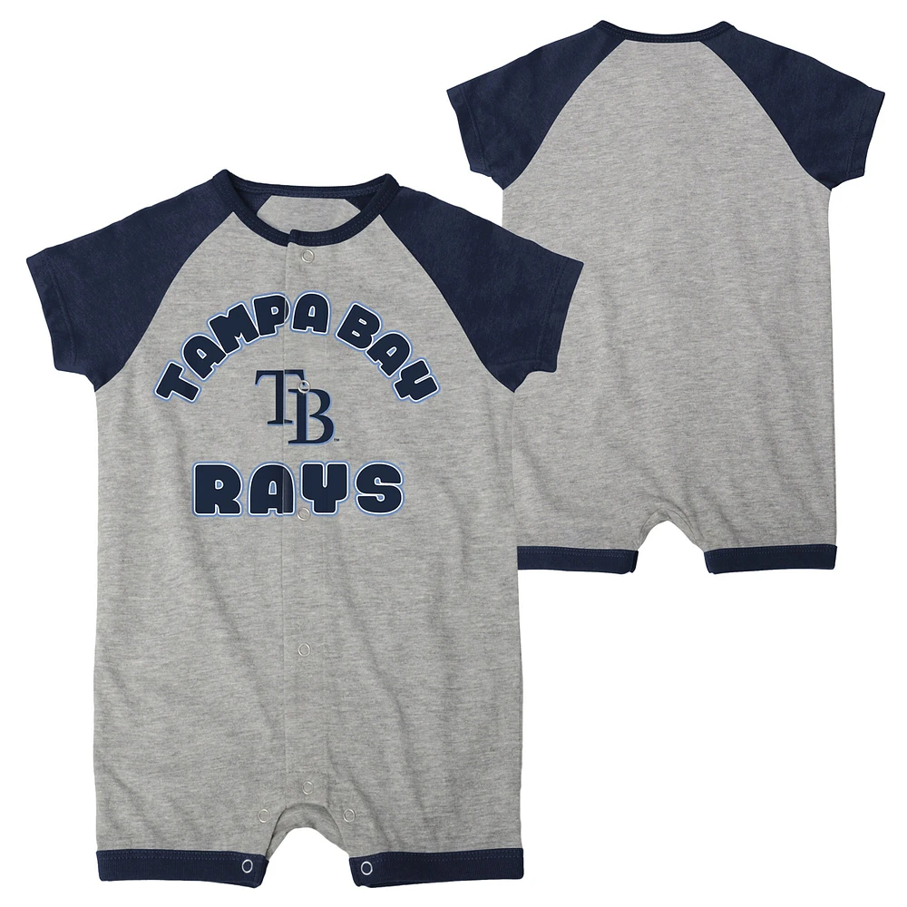 Infant  Heather Gray Tampa Bay Rays Extra Base Hit Raglan Full-Snap Romper