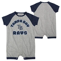 Infant  Heather Gray Tampa Bay Rays Extra Base Hit Raglan Full-Snap Romper