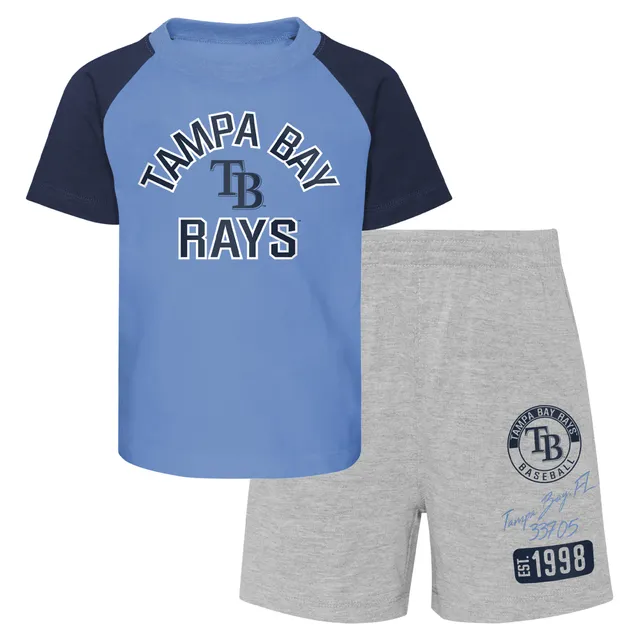 Lids Kansas City Royals Infant Ground Out Baller Raglan T-Shirt and Shorts  Set - Light Blue/Heather Gray