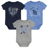 Infant Navy/Light Blue/Heathered Gray Tampa Bay Rays Batter Up 3-Pack Bodysuit Set