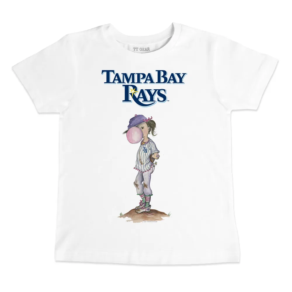 Women's Tiny Turnip White/Navy Atlanta Braves Bubbles 3/4-Sleeve Raglan T-Shirt Size: Large