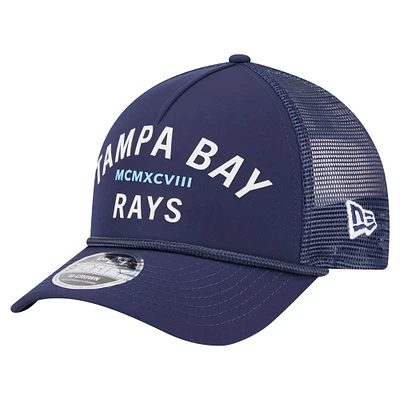 Casquette ajustable minimaliste 9FORTY A-Frame bleu marine New Era pour homme des Tampa Bay Rays