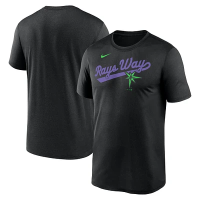 T-shirt Nike noir Tampa Bay Rays 2025 City Connect Team Phrase Script Legend Performance pour homme