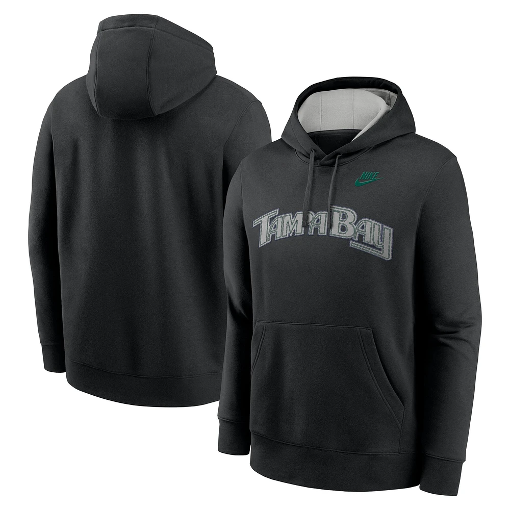 Men's Nike  Black Tampa Bay Rays Rewind Club Logo Pullover Hoodie