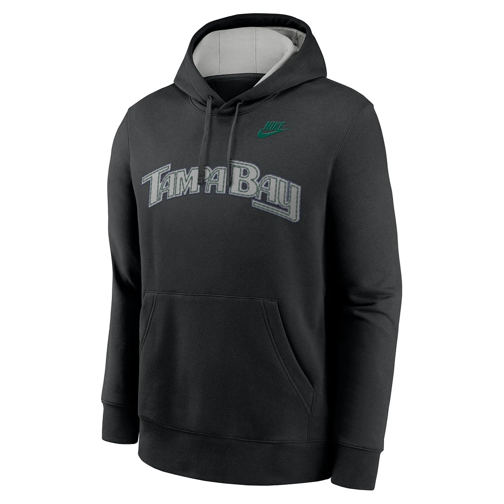Men's Nike  Black Tampa Bay Rays Rewind Club Logo Pullover Hoodie