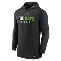 Men's Nike  Heather Black Tampa Bay Rays Authentic Collection Tri-Blend Performance Pullover Hoodie