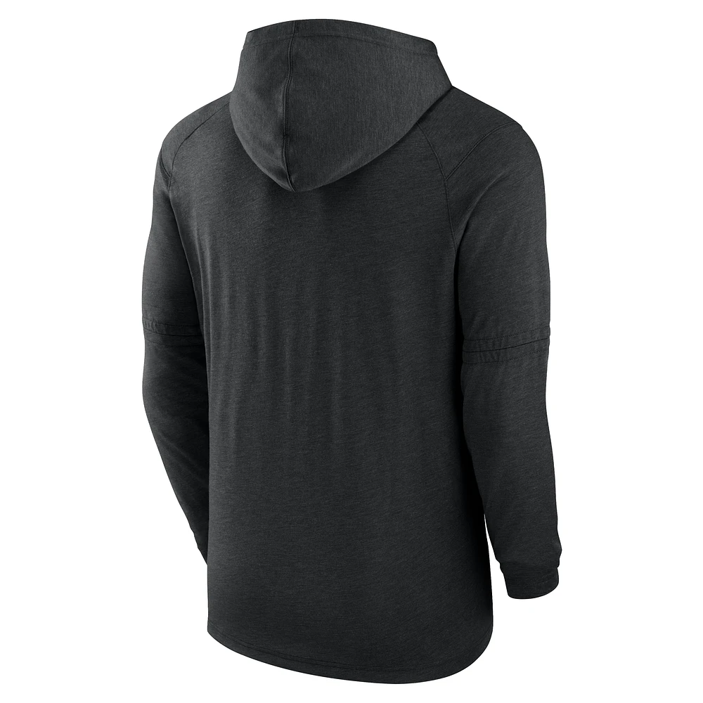 Men's Nike  Heather Black Tampa Bay Rays Authentic Collection Tri-Blend Performance Pullover Hoodie