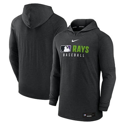 Men's Nike  Heather Black Tampa Bay Rays Authentic Collection Tri-Blend Performance Pullover Hoodie