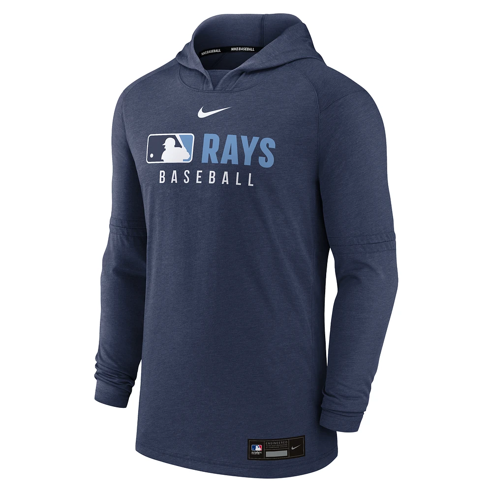 Men's Nike  Heather Navy Tampa Bay Rays Authentic Collection Tri-Blend Performance Pullover Hoodie