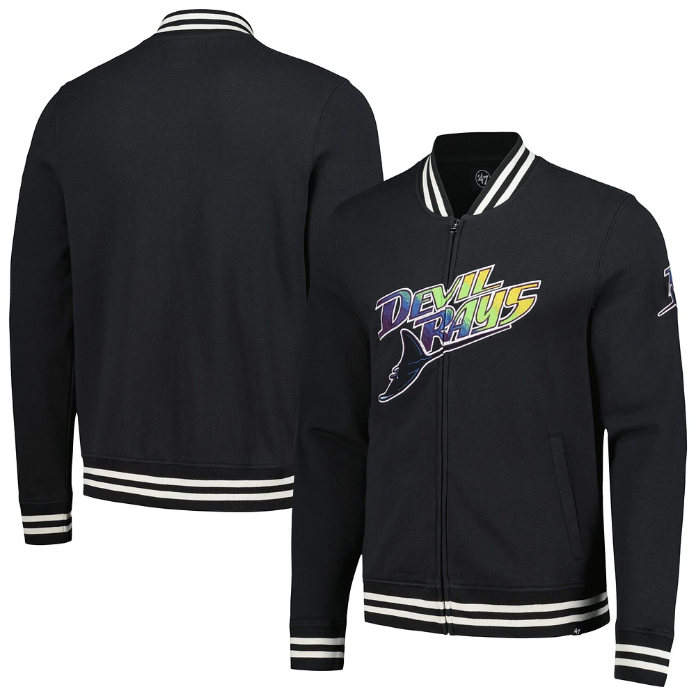 Men's '47 Black Tampa Bay Rays Wax Pack Pro Camden Full-Zip Track Jacket