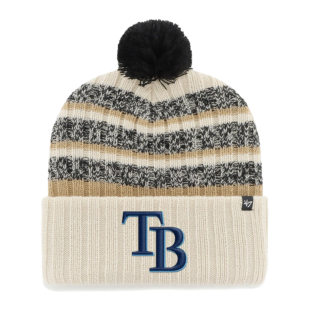 Bonnet en tricot à revers Tavern '47 Natural Tampa Bay Rays pour hommes avec pompon