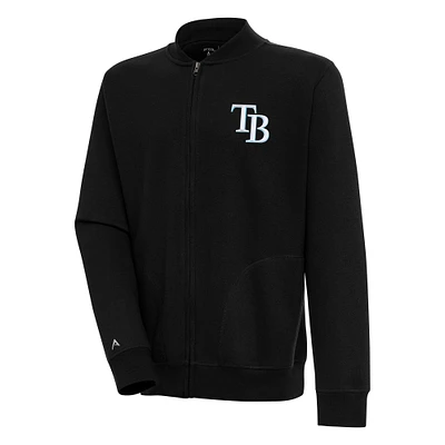 Men's Antigua  Black Tampa Bay Rays Victory Full-Zip Jacket