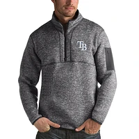 Men's Antigua Heathered Charcoal Tampa Bay Rays Fortune Half-Zip Sweater