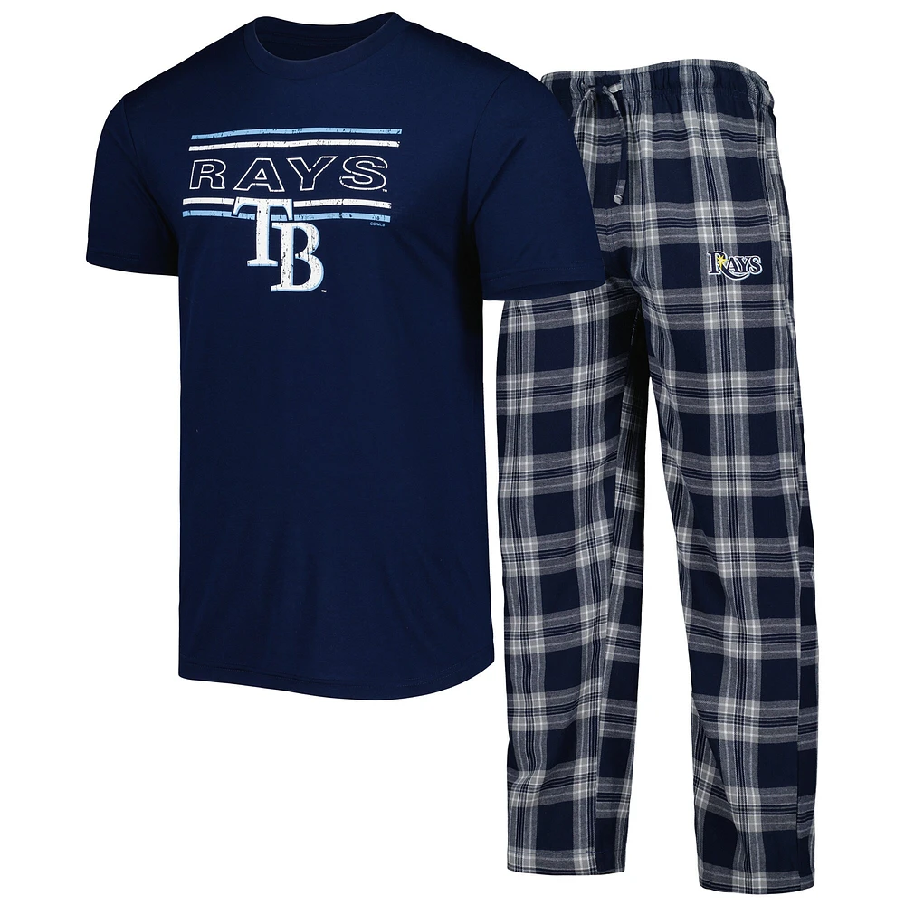 Concepts Sport Ensemble de pyjama et pantalon avec écusson Tampa Bay Rays bleu marine/gris pour homme