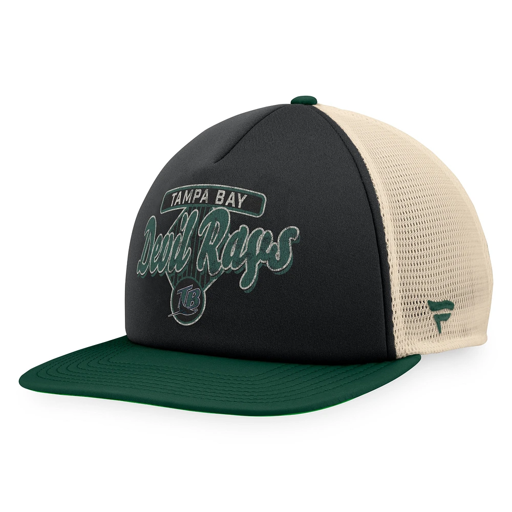 Casquette Snapback de camionneur en mousse Talley de la collection Cooperstown des Rays de Tampa Bay Fanatics noir/vert pour hommes