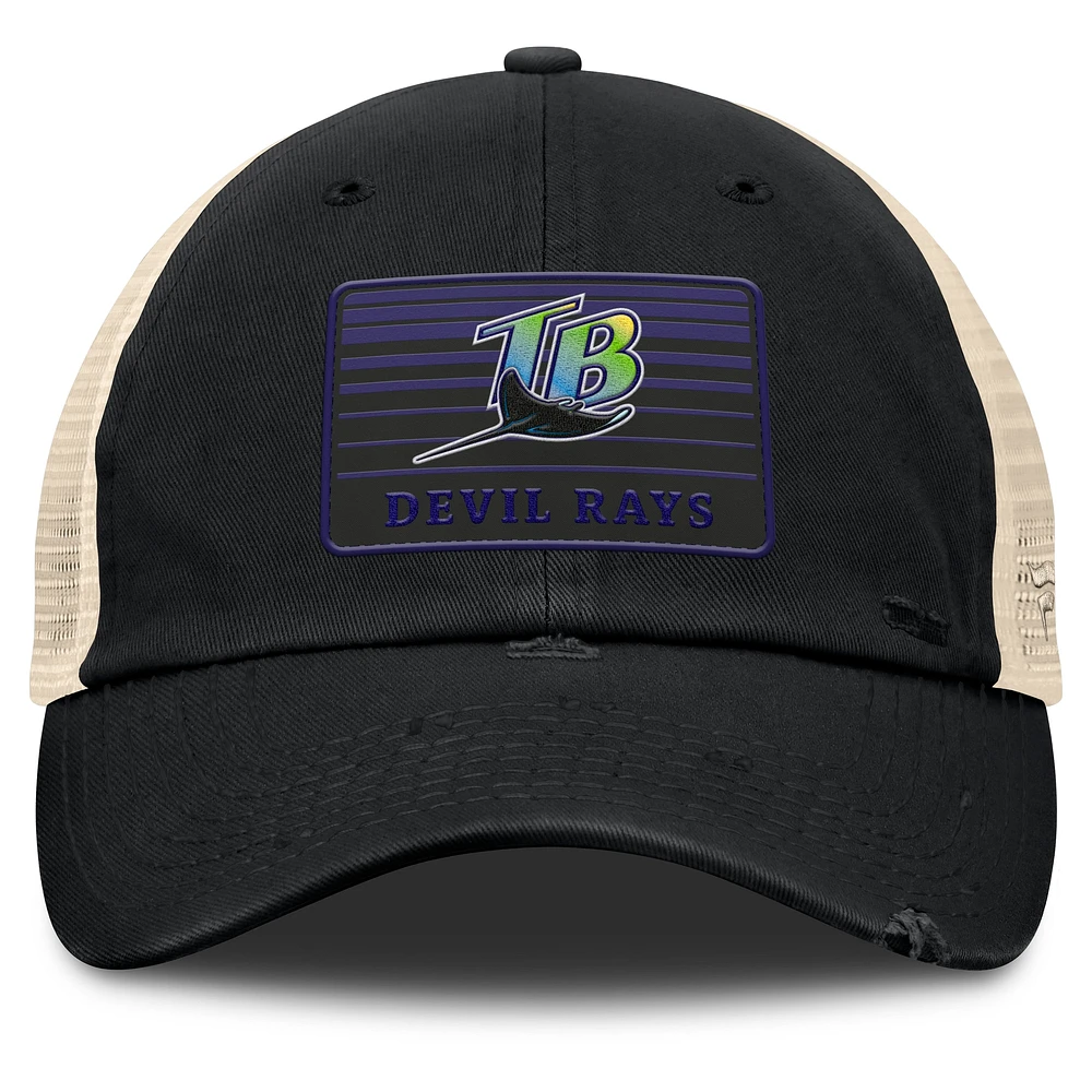 Men's Fanatics  Black/Natural Tampa Bay Rays Cooperstown Collection Eastbound Mesh Adjustable Hat