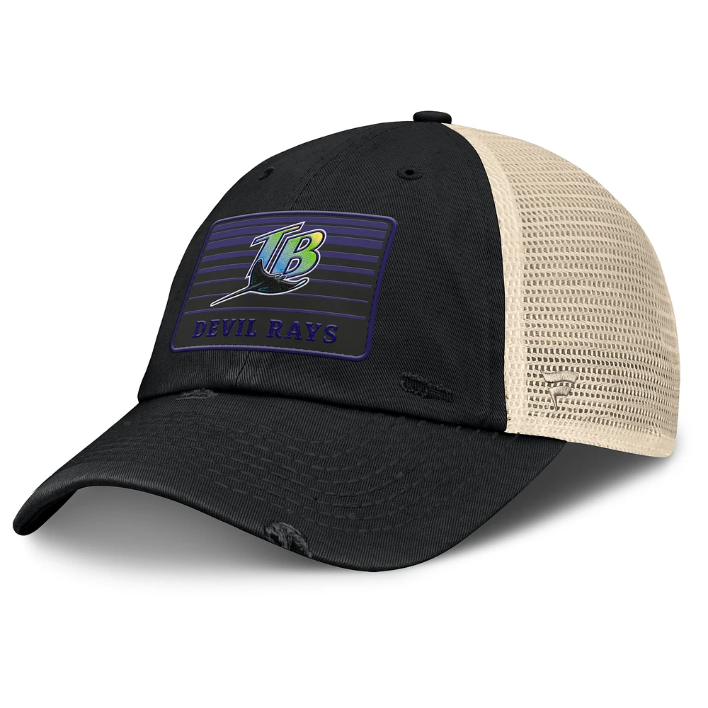 Men's Fanatics Black/Natural Tampa Bay Rays Cooperstown Collection Eastbound Mesh Adjustable Hat