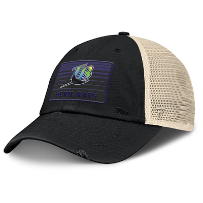 Men's Fanatics  Black/Natural Tampa Bay Rays Cooperstown Collection Eastbound Mesh Adjustable Hat