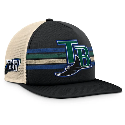 Men's Fanatics Black/Natural Tampa Bay Rays Cooperstown Collection Powers Snapback Hat