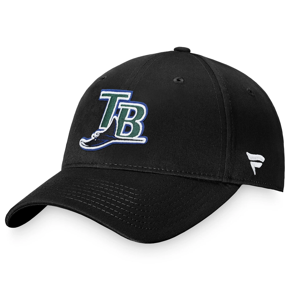 Casquette réglable noire Tampa Bay Rays Cooperstown Collection Fanatics pour hommes