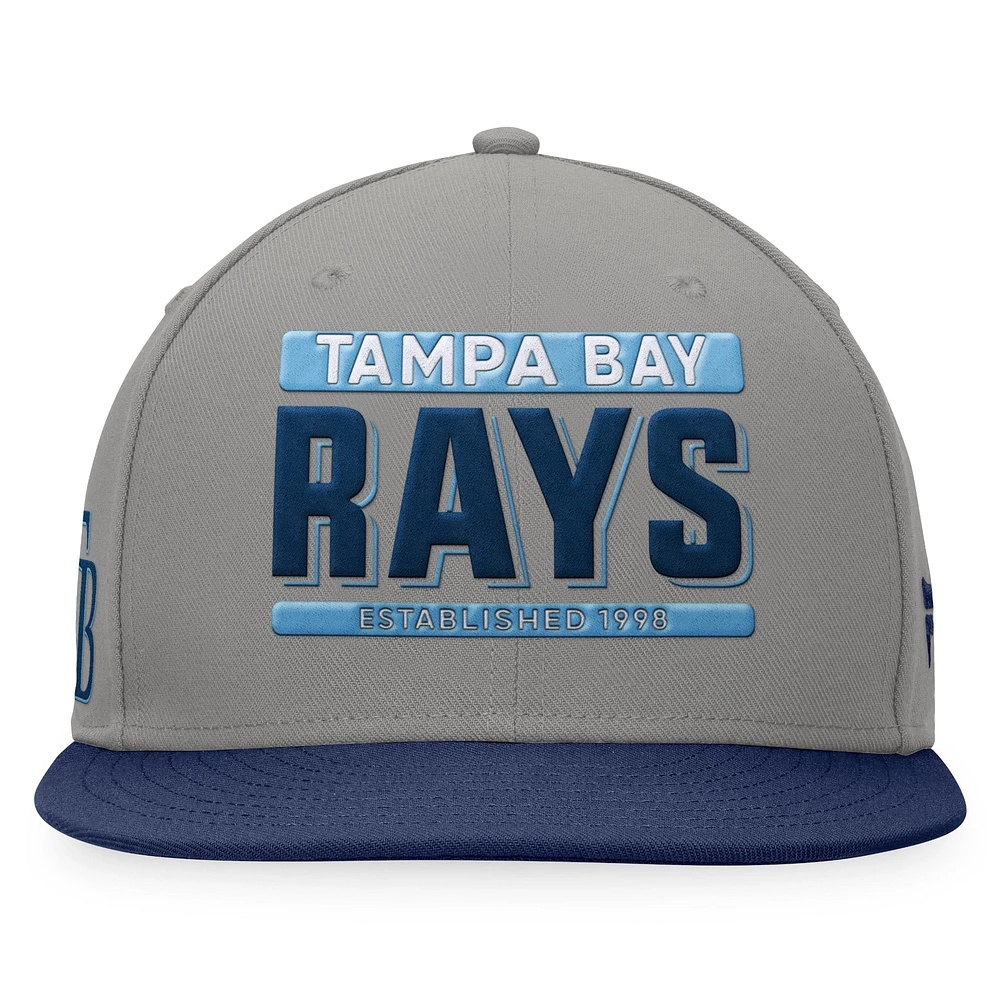 Men's Fanatics Gray/Navy Tampa Bay Rays Line Drive Two-Tone Snapback Hat