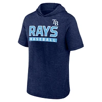 Men's Fanatics Heather Navy Tampa Bay Rays Push Short Sleeve Pullover Hoodie