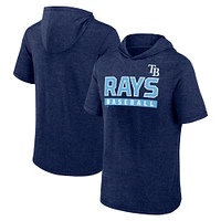 Sweat à capuche manches courtes pour hommes Fanatics Heather Navy Tampa Bay Rays Push