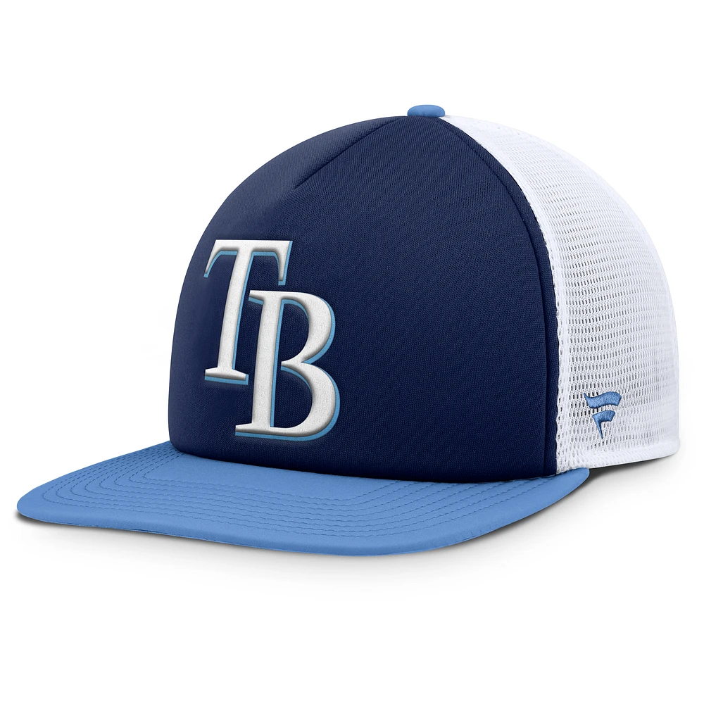 Casquette à pression avant en mousse Fundamental Tampa Bay Rays bleu marine/blanc Fanatics pour homme