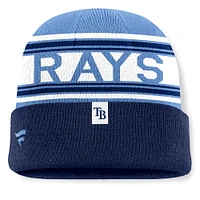 Bonnet en tricot à revers à rayures bleu marine pour homme des Tampa Bay Rays