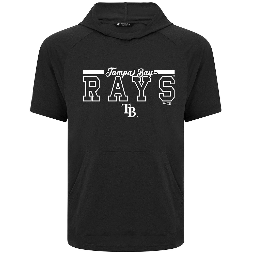 Men's Levelwear Black Tampa Bay Rays Phase Vanguard Hoodie T-Shirt