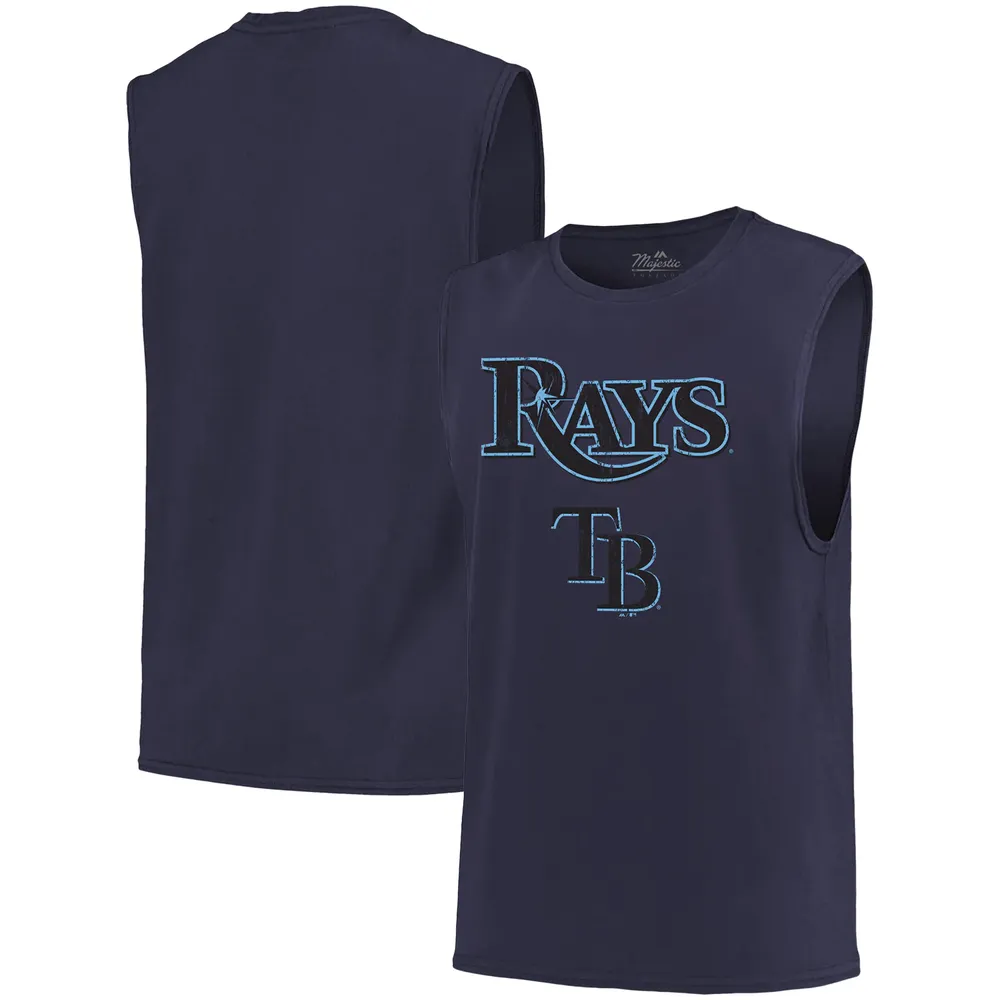 Tampa Bay Rays Majestic Threads Softhand Muscle Tank Top - Navy
