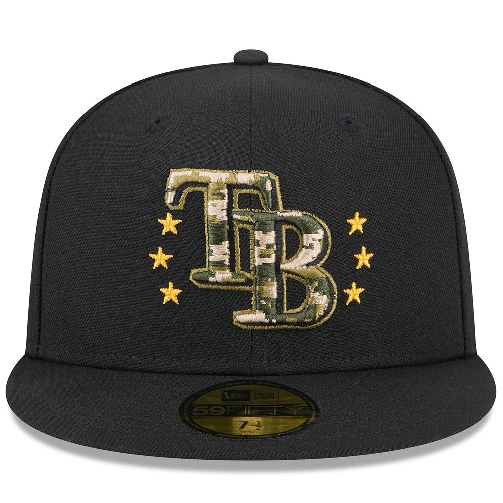 Men's New Era  Black Tampa Bay Rays 2024 Armed Forces Day On-Field 59FIFTY Fitted Hat