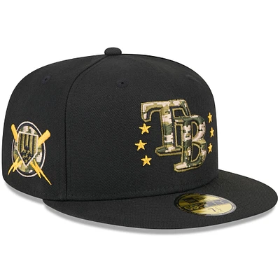 Men's New Era  Black Tampa Bay Rays 2024 Armed Forces Day On-Field 59FIFTY Fitted Hat