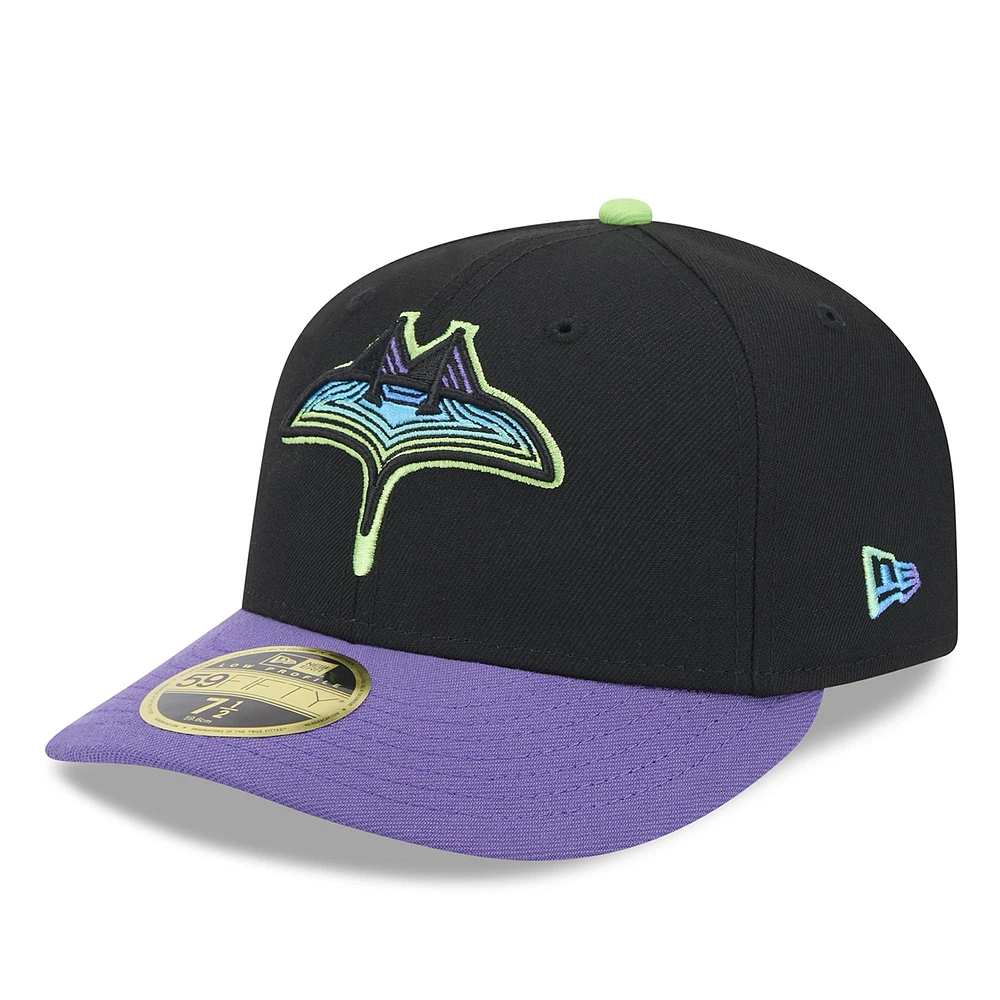 Casquette ajustée 59FIFTY à profil bas New Era pour hommes, Tampa Bay Rays 2024 City Connect, noire