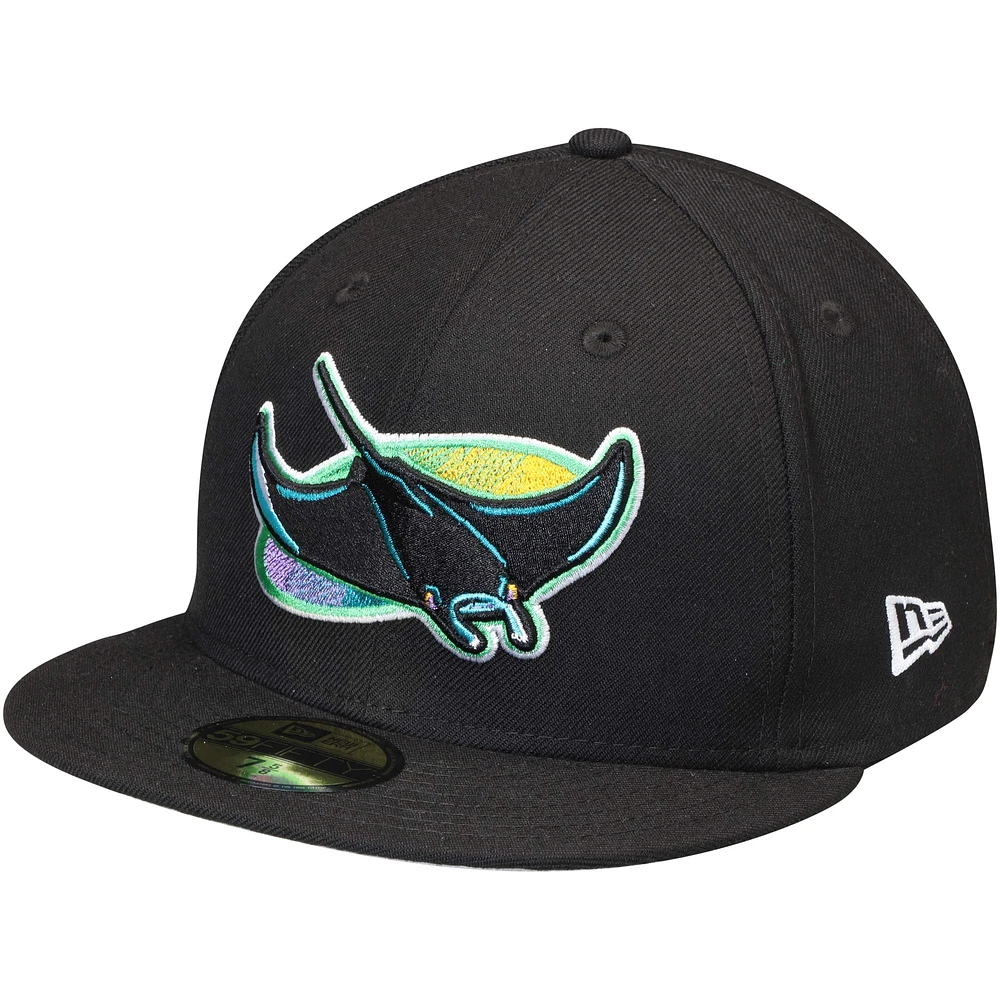 Casquette ajustée 59FIFTY en laine de la collection Cooperstown des Rays Tampa Bay New Era pour homme, noire