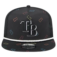 Casquette ajustable de golfeur Tampa Bay Rays noire New Era pour homme