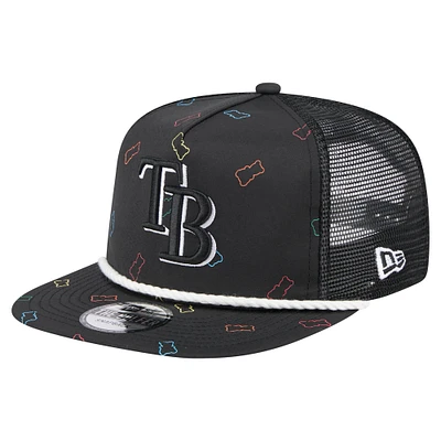 Casquette ajustable de golfeur Tampa Bay Rays noire New Era pour homme