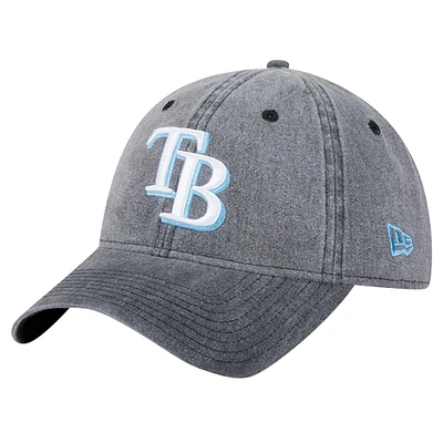 Casquette ajustable Rugged Team 9TWENTY noire de Tampa Bay Rays de New Era pour homme