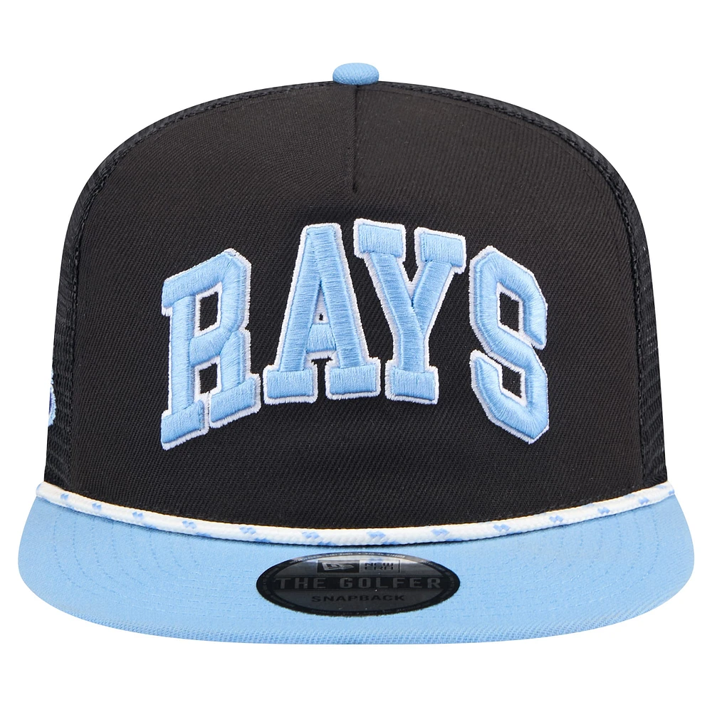 Casquette de golfeur Meshback Tampa Bay Rays Throwback New Era noire pour hommes