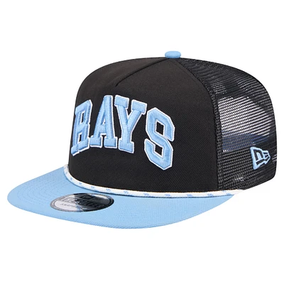 Casquette de golfeur Meshback Tampa Bay Rays Throwback New Era noire pour hommes