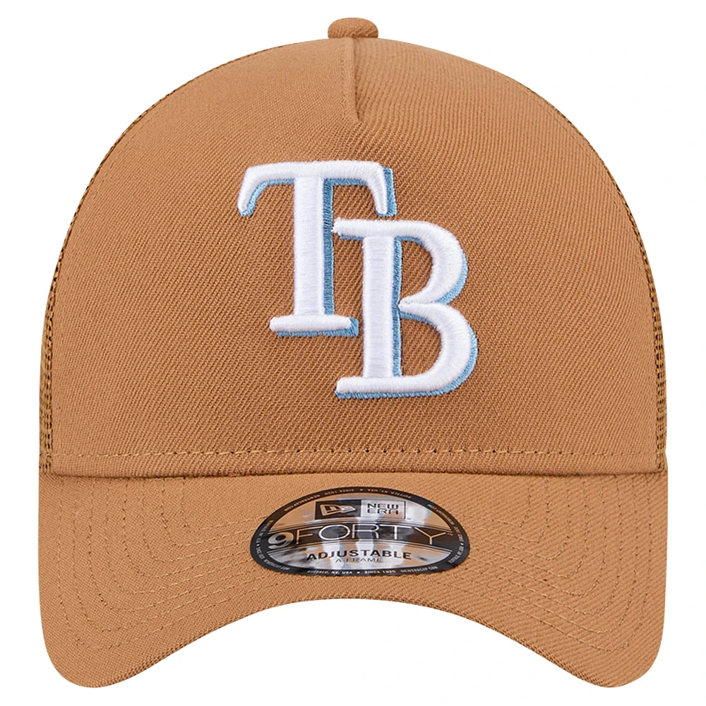 Men's New Era Brown Tampa Bay Rays A-Frame Trucker 9FORTY Adjustable Hat